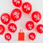 red percentage balloons